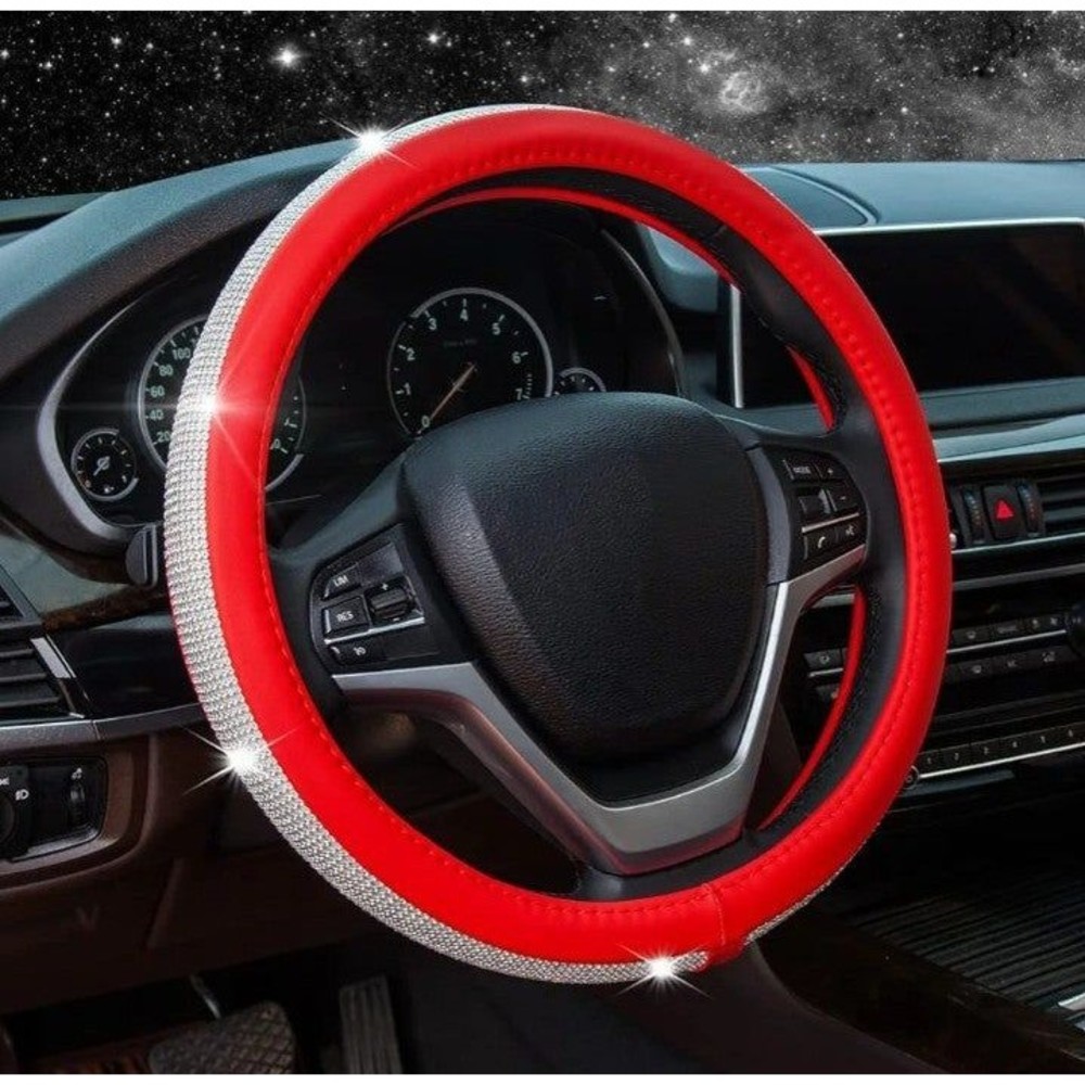 Bling Steering Wheel Cover Red
